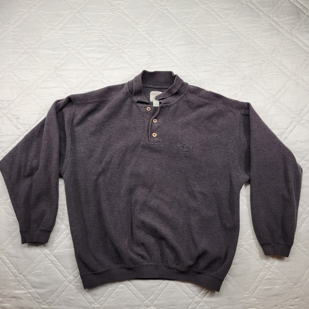 Original Island Sport gray henley pull over sweater size M